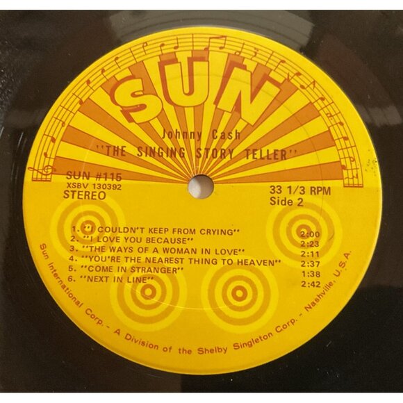 Vtg Johnny Cash "The Singing Story Teller" Vinyl LP Record Sun Records 1970 VG - Picture 5 of 6